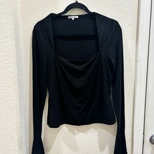 Reformation Black Drape Front Blouse